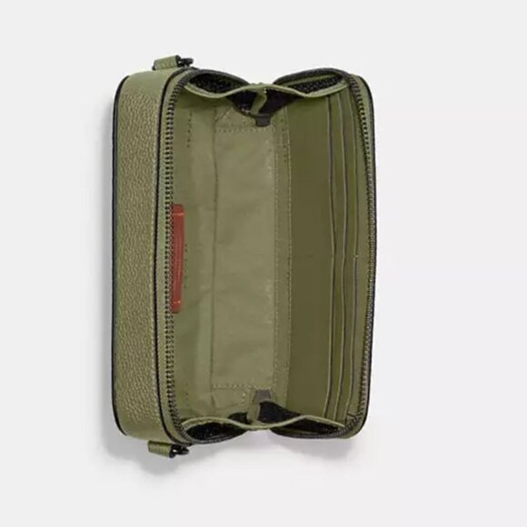 Coach Charter Slim Crossbody Bag Moss Pebbled Leather Round Pouch CC070 Small - Picture 12 of 12